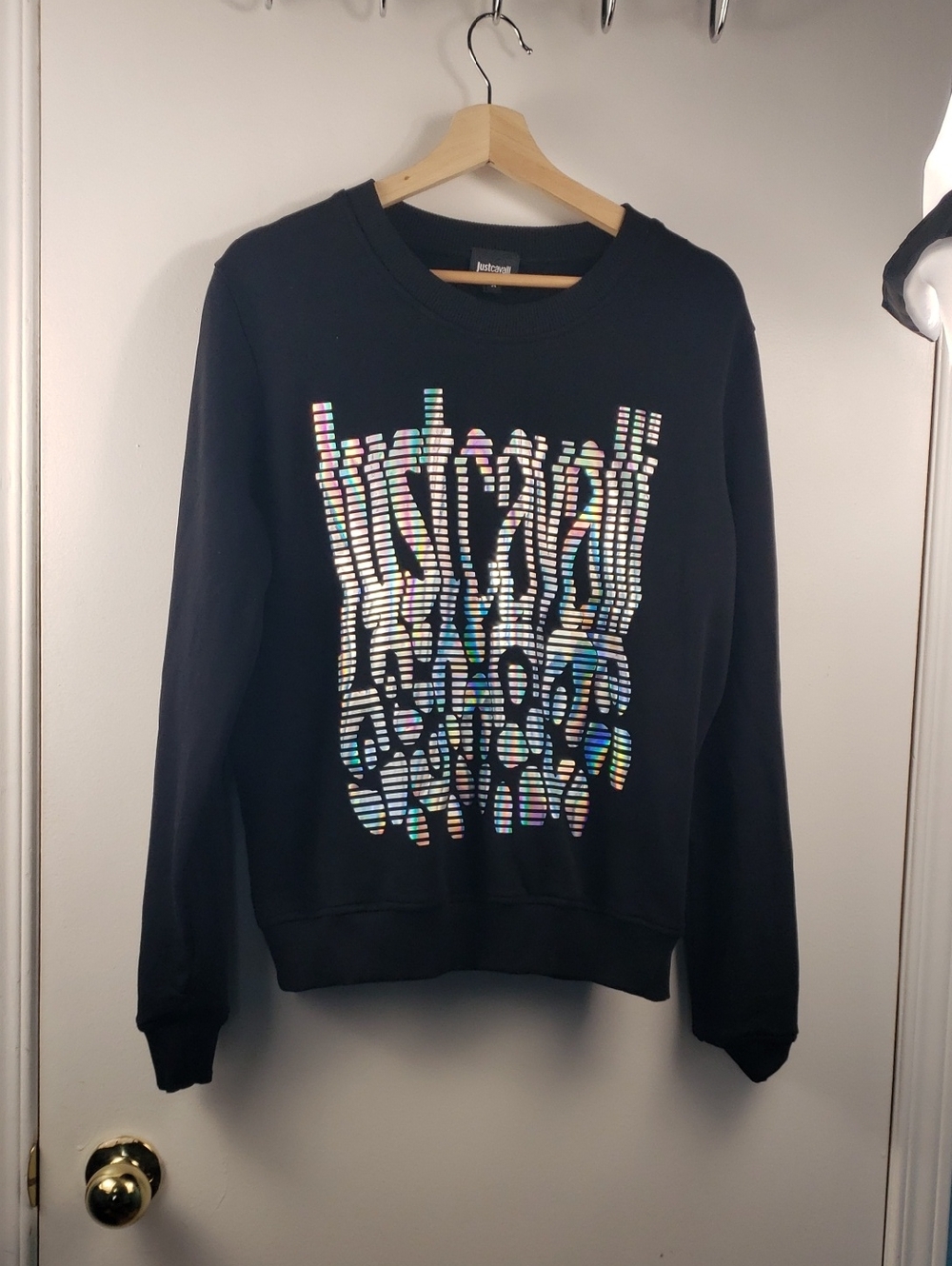 Just Cavalli largo hologram logo print crewneck sweater Size Medium